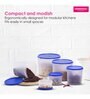 Varmora Magnum Round- Blue| Kitchen Storage Containers- Set of 6 (500ml, 750ml, 1.7ltr, 2.5ltr, 3.7ltr, 5.3Ltr) | With Air-Tight Lid | BPA-Free Food-Grade Plastic