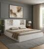 Magnus Queen Size Bed in Mist White Finish with Box Storage