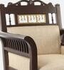 Maharaja Teak Wood 1 Seater Sofa in Beige & Walnut Finish Maharaja Teak Wood 1 Seater Sofa in Beige & Walnut Finish
