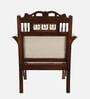 Maharaja Teak Wood 1 Seater Sofa in Beige & Walnut Finish Maharaja Teak Wood 1 Seater Sofa in Beige & Walnut Finish