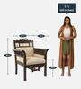Maharaja Teak Wood 1 Seater Sofa in Beige & Walnut Finish Maharaja Teak Wood 1 Seater Sofa in Beige & Walnut Finish