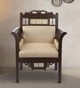 Maharaja Teak Wood 1 Seater Sofa in Beige & Walnut Finish Maharaja Teak Wood 1 Seater Sofa in Beige & Walnut Finish
