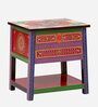 Mahesvari Solid Wood Bedside Table In Hand-Painted Multicolour