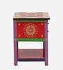 Mahesvari Solid Wood Bedside Table In Hand-Painted Multicolour