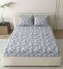 Main Blue Grace Double 186 TC Cotton Bedsheet With 2 Matching Pillow Covers