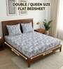 Main Blue Grace Double 186 TC Cotton Bedsheet With 2 Matching Pillow Covers