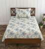 Main Blue Grace Double 186 TC Cotton Bedsheet With 2 Matching Pillow Covers