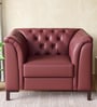 Godrej Interio Majesta Leather 1 Seater Sofa In Cherry Colour