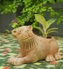 Beige Majestic Lion Clay Planter
