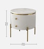 Majestic Metal Bedside Table With Drawers in White And Gold Colour