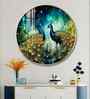 Majestic Vibrant Peacock Acrylic Round Wall Art