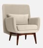 Majismo Sheesham Wood Arm Chair In Beige Color