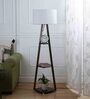 Frappe Off White Cotton Shade Shelf Floor Lamp With Birch Ply Base