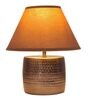 Malana Antique Brass Large Beige Cottan Fabric Shade Table Lamp with Antique Brass Base