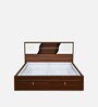 Malcom Premier Queen Size Bed in Walnut Finish with Hydraulic Storage