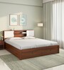 Malcom Premier Queen Size Bed in Walnut Finish with Hydraulic Storage