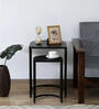 Malek Solid Wood Nest Of Tables In Sandblasted Black Finish (Set Of 2)