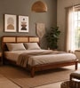 Malmo Sheesham Wood Queen Size Platform Bed  In Honey Oak Finish