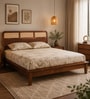 Malmo Sheesham Wood Queen Size Platform Bed  In Honey Oak Finish