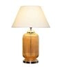 Dorian White Cotton Shade Night Lamp With Metal & Glass Base