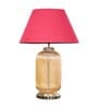 Minimalist Maroon Cotton Shade Night Lamp With Metal & Glass Base