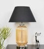 Hubert Black Cotton Shade Night Lamp With Metal & Glass Base