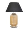Hubert Black Cotton Shade Night Lamp With Metal & Glass Base