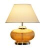 Drax White Cotton Shade Night Lamp With Metal & Glass Base