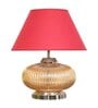 Chicago Maroon Cotton Shade Night Lamp With Metal & Glass Base