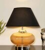 Tokyo Black Cotton Shade Night Lamp With Metal & Glass Base