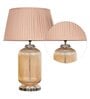 Charles Beige Cotton Shade Night Lamp With Metal & Glass Base