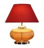 Chicago Maroon Cotton Shade Night Lamp With Metal & Glass Base