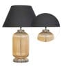 Hubert Black Cotton Shade Night Lamp With Metal & Glass Base