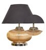 Tokyo Black Cotton Shade Night Lamp With Metal & Glass Base
