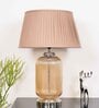 Charles Beige Cotton Shade Night Lamp With Metal & Glass Base