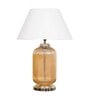 Dorian White Cotton Shade Night Lamp With Metal & Glass Base