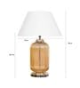 Dorian White Cotton Shade Night Lamp With Metal & Glass Base