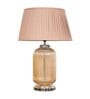 Charles Beige Cotton Shade Night Lamp With Metal & Glass Base