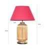 Minimalist Maroon Cotton Shade Night Lamp With Metal & Glass Base