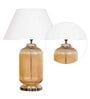 Dorian White Cotton Shade Night Lamp With Metal & Glass Base