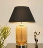 Hubert Black Cotton Shade Night Lamp With Metal & Glass Base