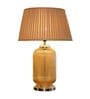 Charles Beige Cotton Shade Night Lamp With Metal & Glass Base