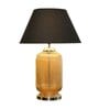 Hubert Black Cotton Shade Night Lamp With Metal & Glass Base