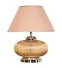 Cherosi Beige Cotton Shade Night Lamp With Metal & Glass Base