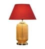Minimalist Maroon Cotton Shade Night Lamp With Metal & Glass Base
