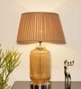 Charles Beige Cotton Shade Night Lamp With Metal & Glass Base