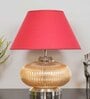 Chicago Maroon Cotton Shade Night Lamp With Metal & Glass Base