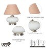 Maloto Frosted White Glass And Chrome Finish Metal Table Lamp With Beige Cotton Shade