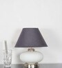 Maloto Frosted White Glass And Chrome Finish Metal Table Lamp With Black Cotton Shade
