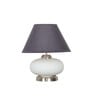 Maloto Frosted White Glass And Chrome Finish Metal Table Lamp With Black Cotton Shade